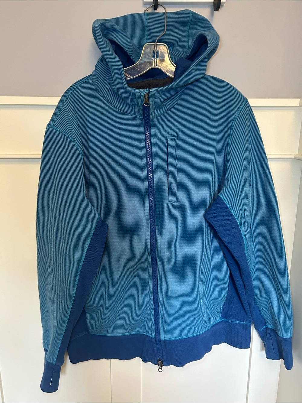 Vintage Lululemon blue striped zip-up hoodie
